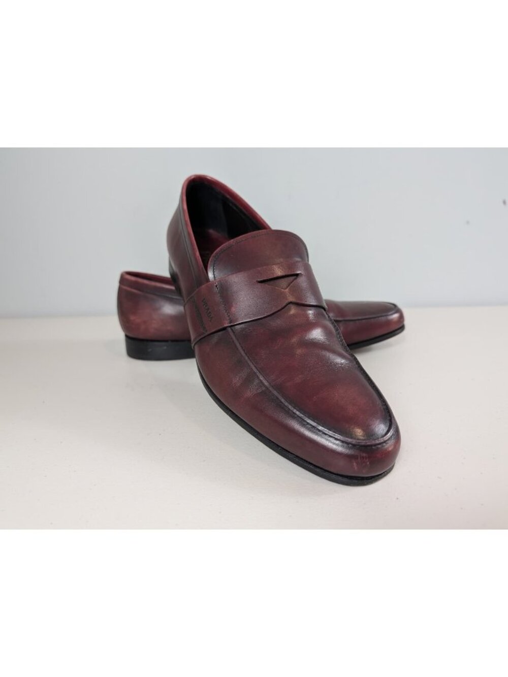 Prada slip on loafers in burgundy color men's size 11
